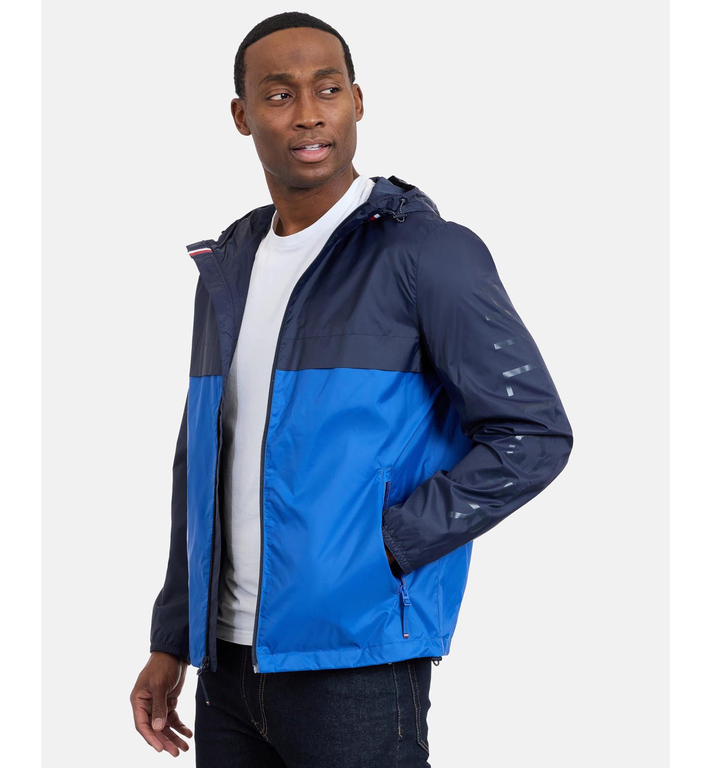 Tommy Hilfiger Men's Hooded Windbreaker Jacket - Navy/Blue
