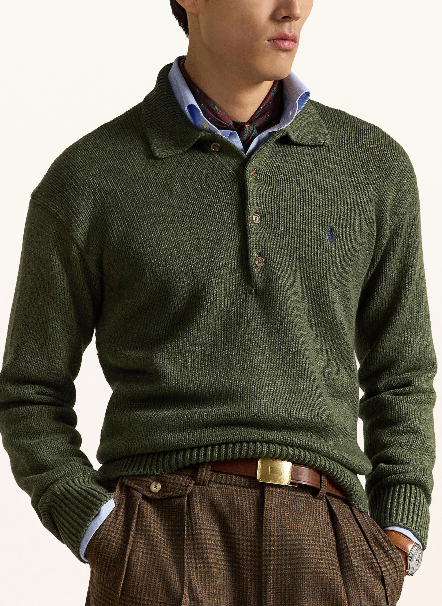 POLO RALPH LAUREN Strick-Poloshirt – OLIV