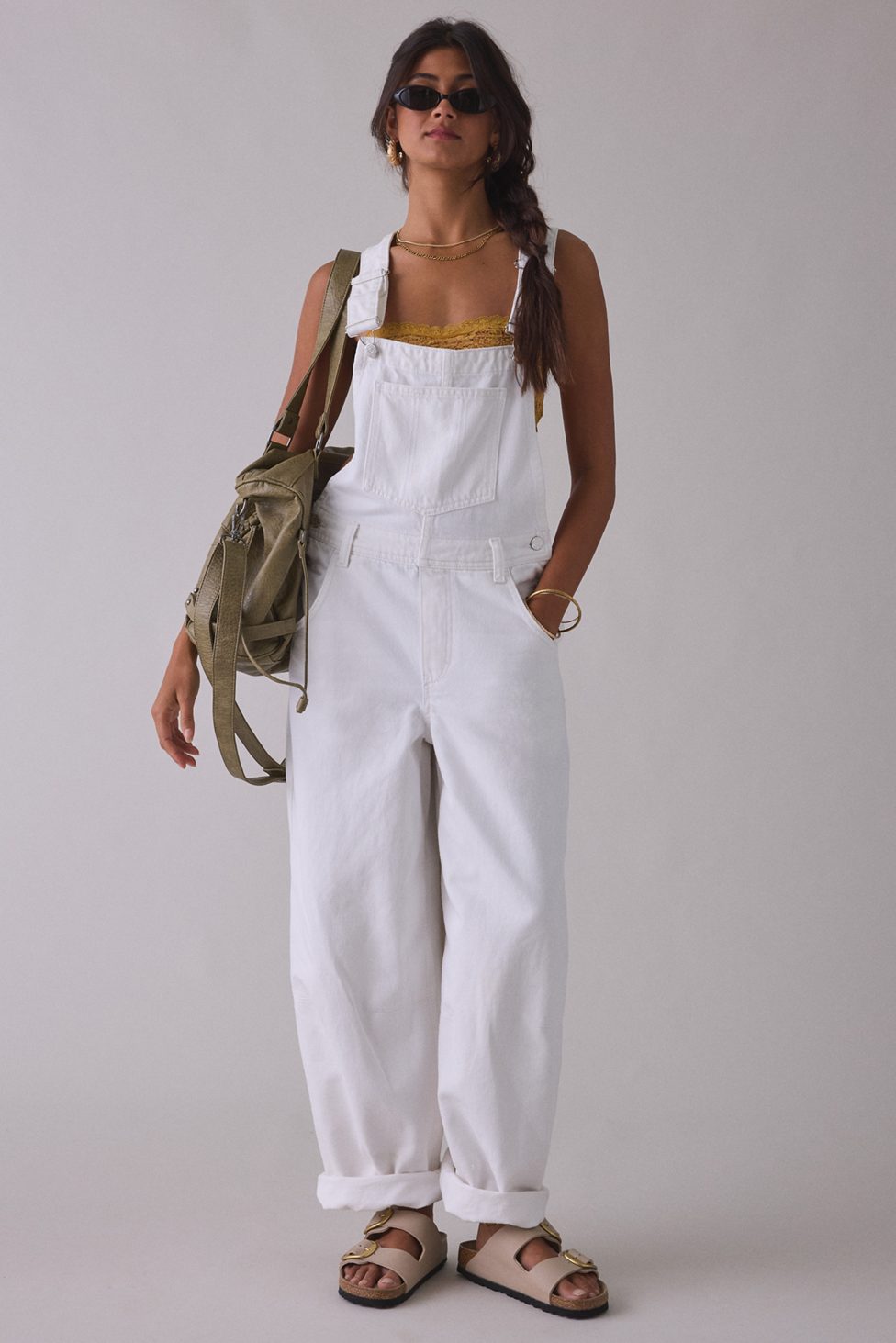BDG Rih Extreme Barrel-Leg Overalls - White