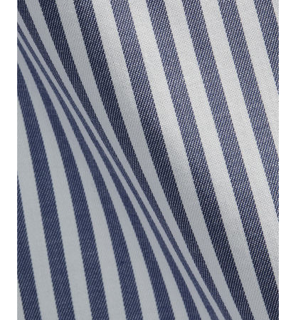 Tommy Hilfiger Men's Slim-Fit Cotton Twill Rounded Cuffs Dress Shirt - Blue Stripe