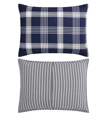 Tommy Hilfiger Huntingdon Plaid Washed Microfiber Comforter Sets - Core Navy