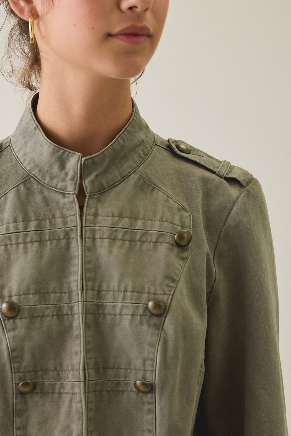 BDG Cate Cotton Band Jacket - Olive