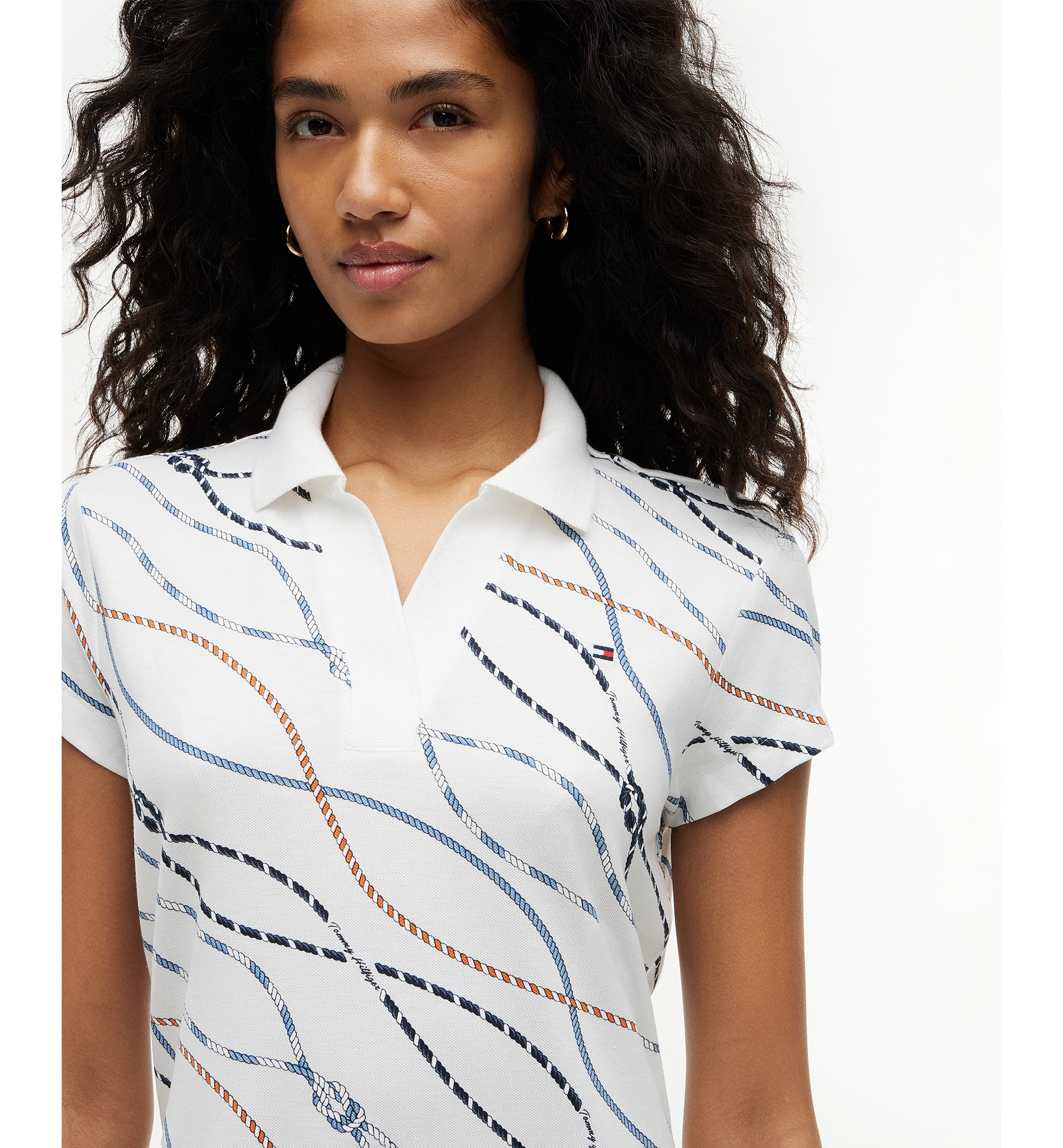 Tommy Hilfiger Women's Cotton-Blend Short-Sleeve Polo Dress - Multi Color Rope