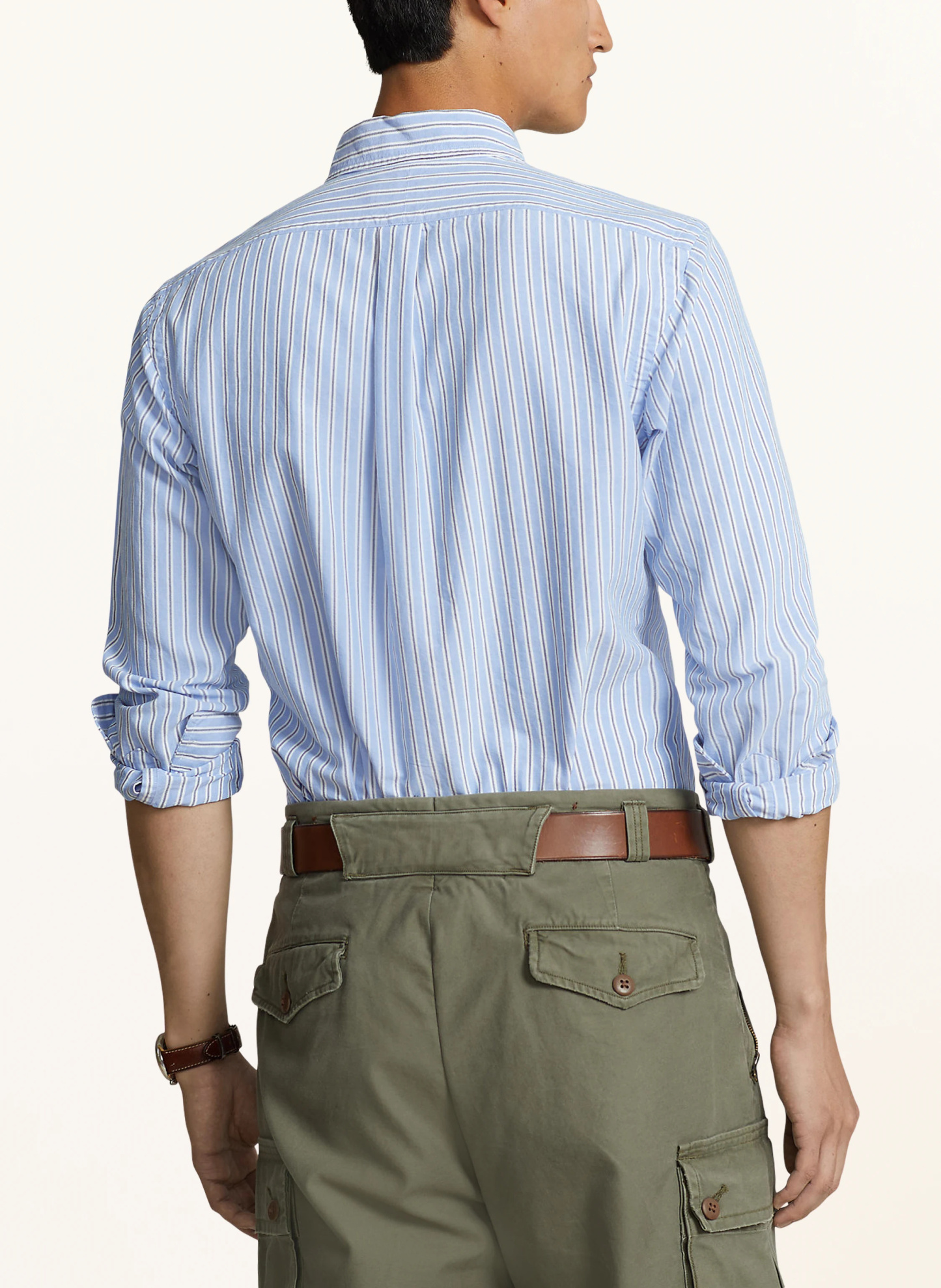 POLO RALPH LAUREN Oxfordhemd Custom Fit – HELLBLAU / GRAU / WEISS