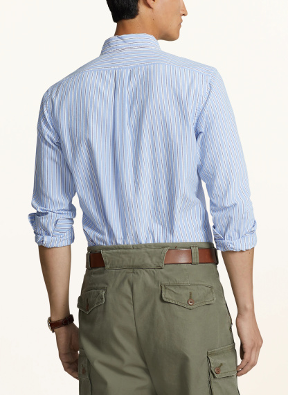 POLO RALPH LAUREN Oxfordhemd Custom Fit – HELLBLAU / GRAU / WEISS