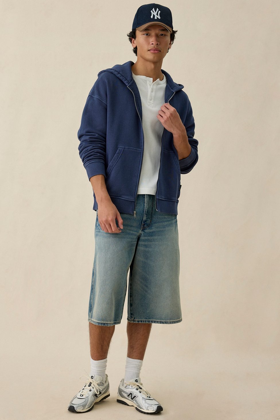 Standard Cloth Pregame Zip-Up Hoodie Sweatshirt - Peacoat Wash