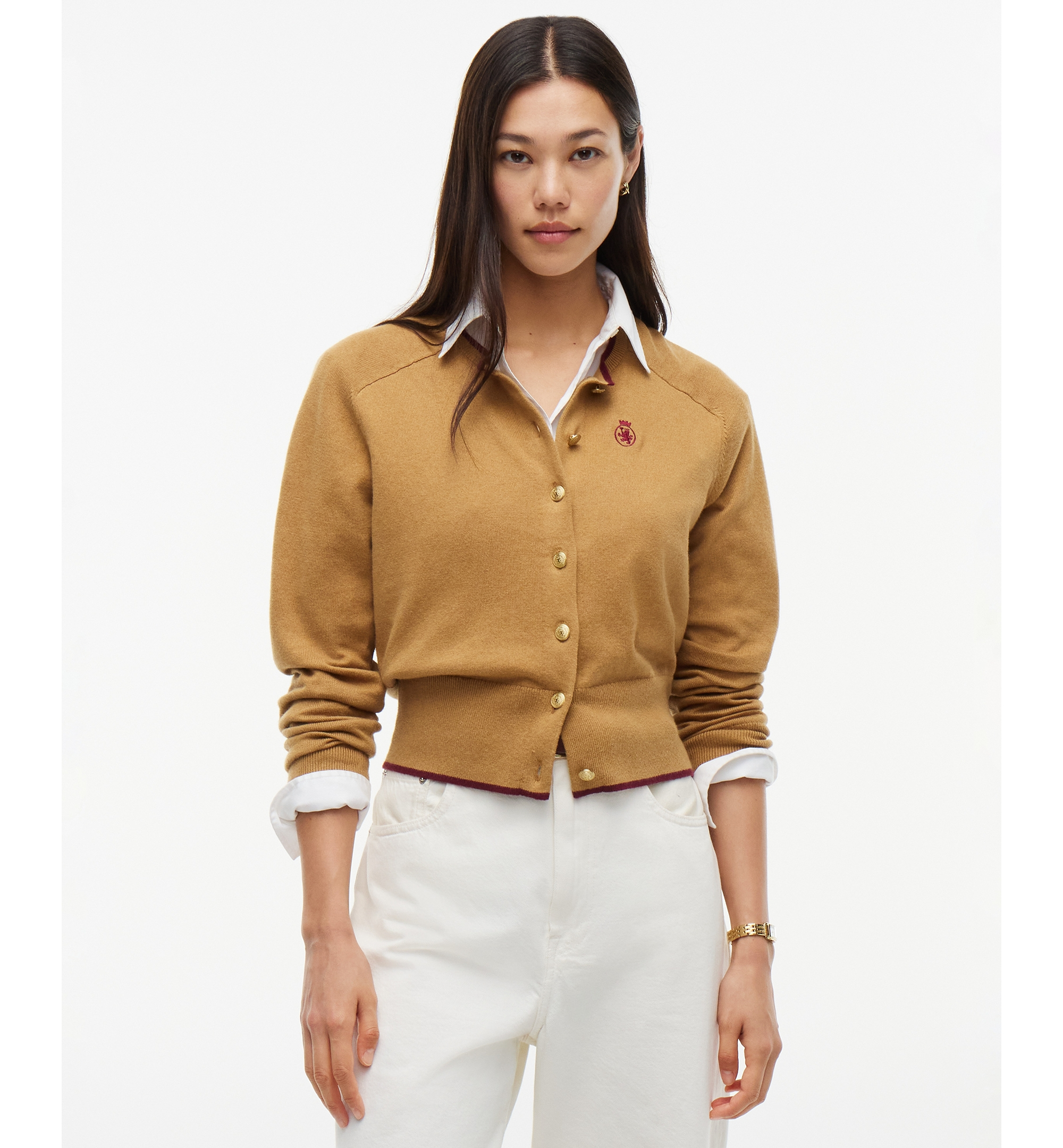 Tommy Hilfiger Women's American Icons Crewneck Cardigan, Macy's Exclusive - Sahara