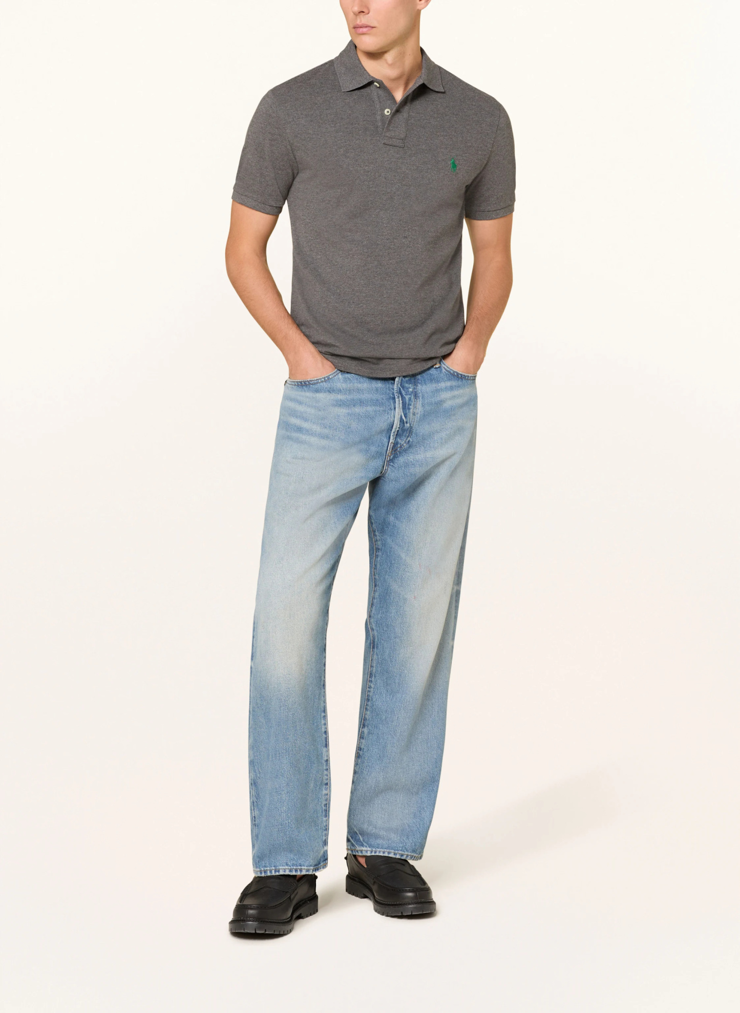 POLO RALPH LAUREN Piqué-Poloshirt Slim Fit – DUNKELGRAU MELIERT