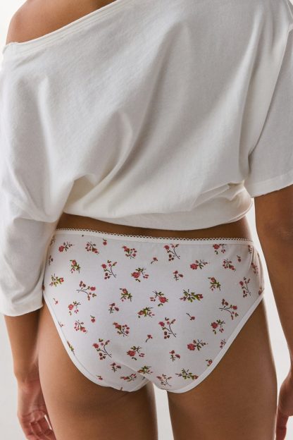 Out From Under Cotton Picot-Trim Hipster Underwear - Birdy Ditsy Ivory