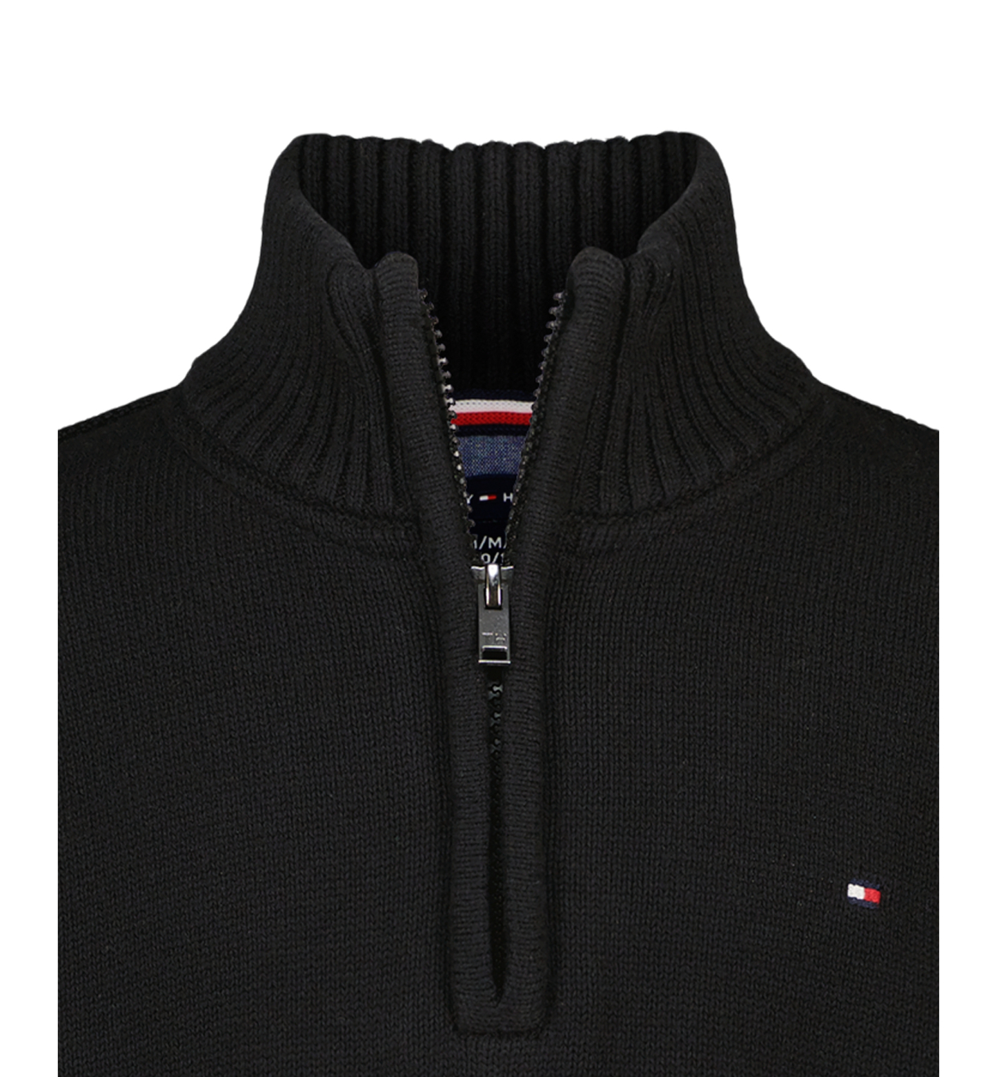 Tommy Hilfiger Boys' 8-20 Zipneck Cotton Quarter-Zip Sweater - Black