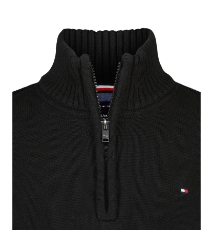 Tommy Hilfiger Boys' 8-20 Zipneck Cotton Quarter-Zip Sweater - Black
