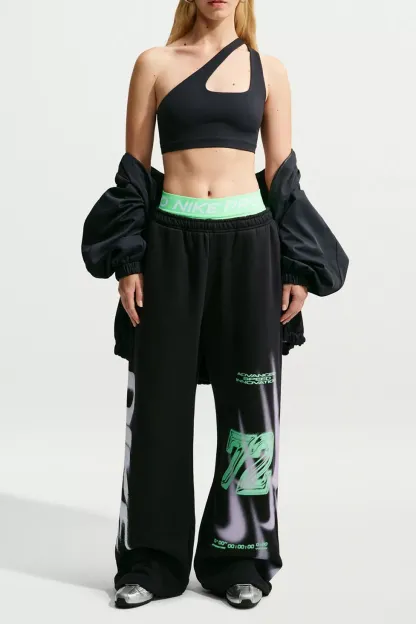 Nike Sportswear Studio Fleece Graphic Straight-Leg Sweatpants - Black