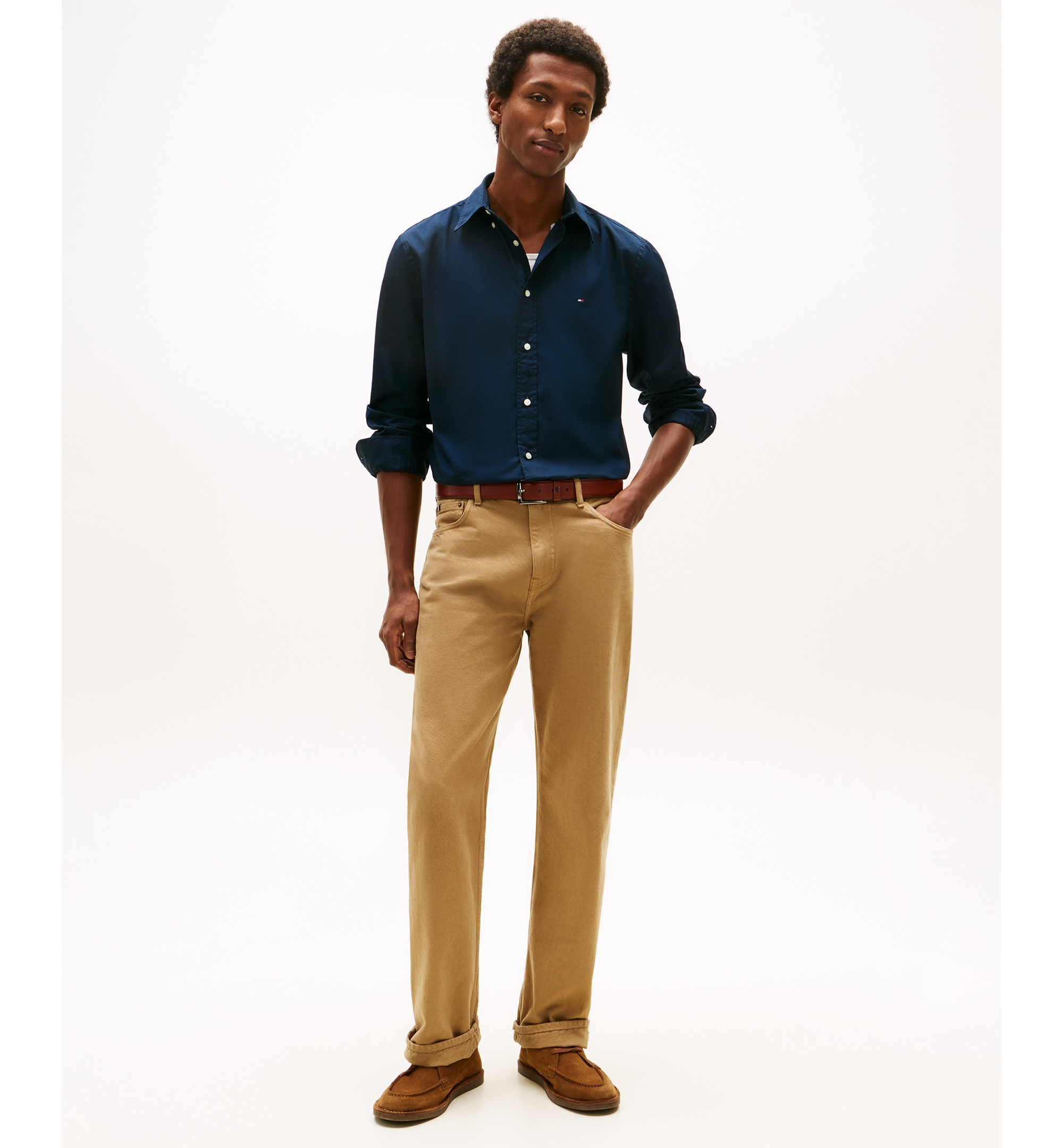 Tommy Hilfiger Men's Regular-Fit Stretch Poplin Button-Down Shirt - Desert Sky