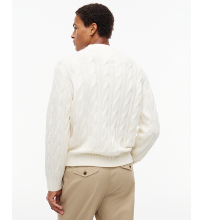 Tommy Hilfiger Men's American Icons Cable-Knit Graphic Crewneck Lambswool Sweater, Macy’s Exclusive - Ivory