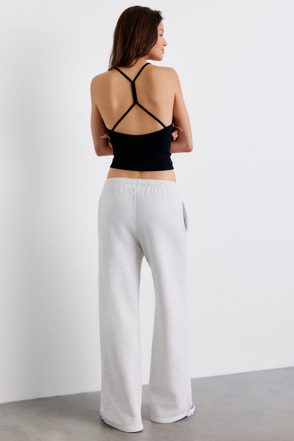Nike Studio Fleece Mid-Rise Wide Leg Pants - Grey