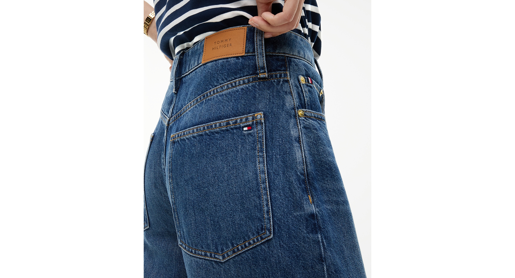 Tommy Hilfiger Women's Quinn Mid-Rise Barrel-Leg Dark-Rinse Jeans - Vin