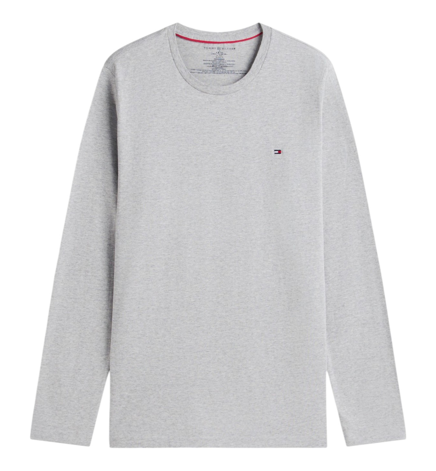 Tommy Hilfiger Men's Core Flag Long-Sleeve Crewneck Cotton Pajama T-Shirt - Gray Heather