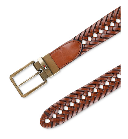 32MM Tommy Hilfiger Men's Reversible Lace Logo Belt - Cognac/Black