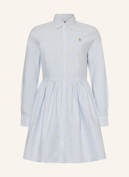 POLO RALPH LAUREN Hemdblusenkleid – WEISS / HELLBLAU