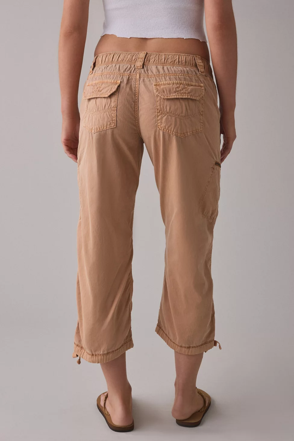 BDG Sidekick Crop Cotton Utility Pants - Peach