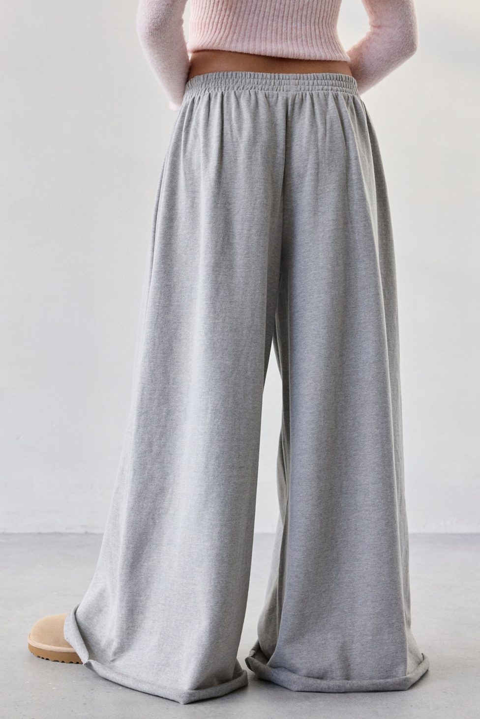 Out From Under Lived In Extreme Wide Leg Sweatpants - Light Grey