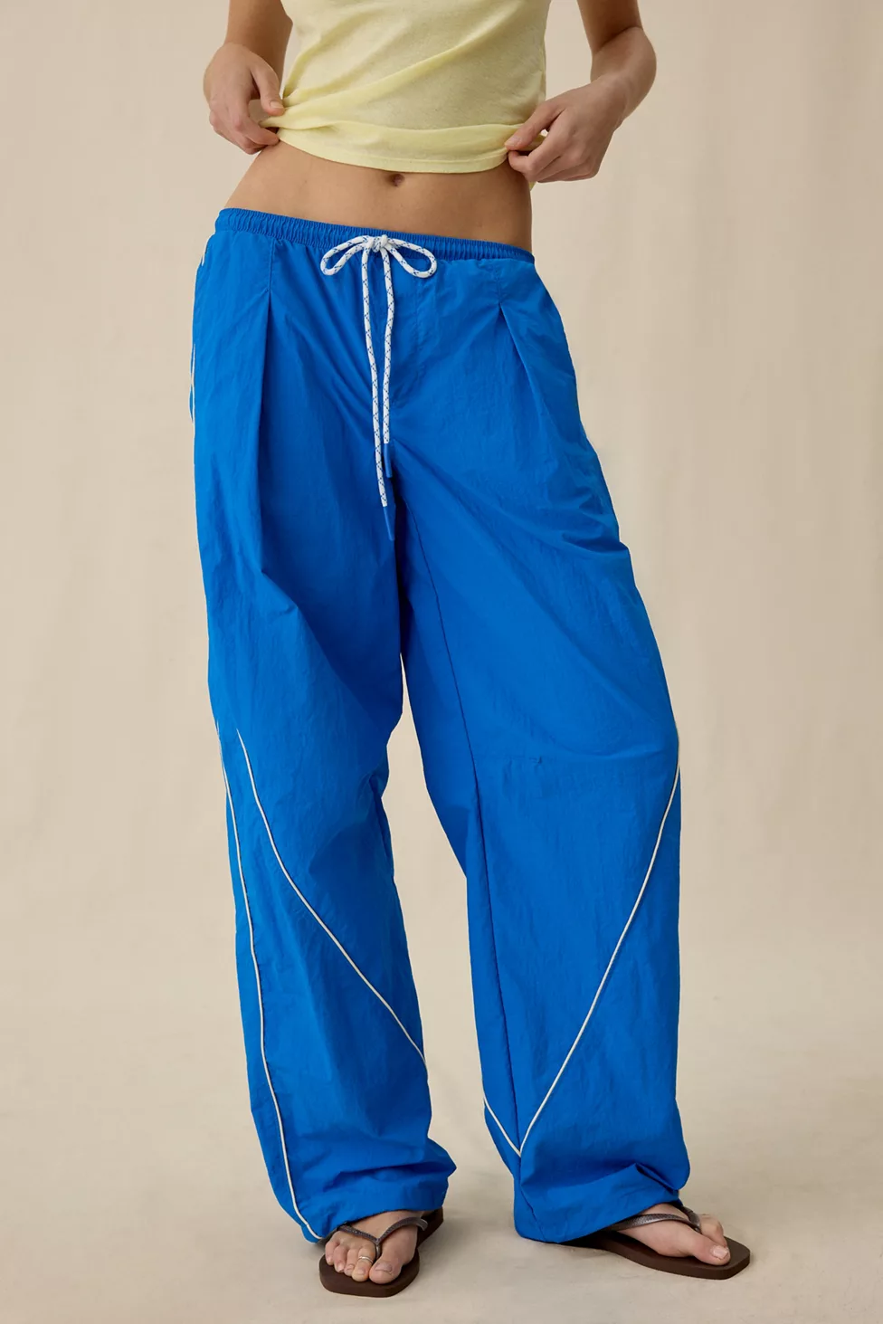BDG Finish Line Low-Rise Baggy Track Pants - Light Blue