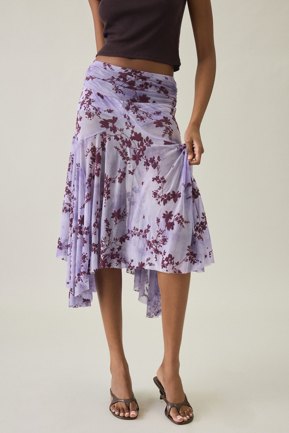 Kimchi Blue Jessica Asymmetric Low-Rise Midi Skirt - Purple