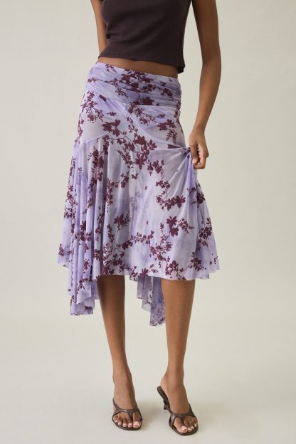 Kimchi Blue Jessica Asymmetric Low-Rise Midi Skirt - Purple