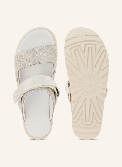 UGG Plateau-Pantoletten GOLDENSTAR CRACKLE GLIDE – WEISS / SILBER