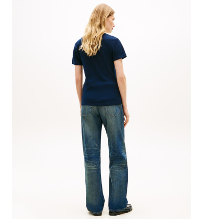 Tommy Hilfiger Women's Rib Slim V-Neck Short-Sleeve T-Shirt - Dark Night Navy
