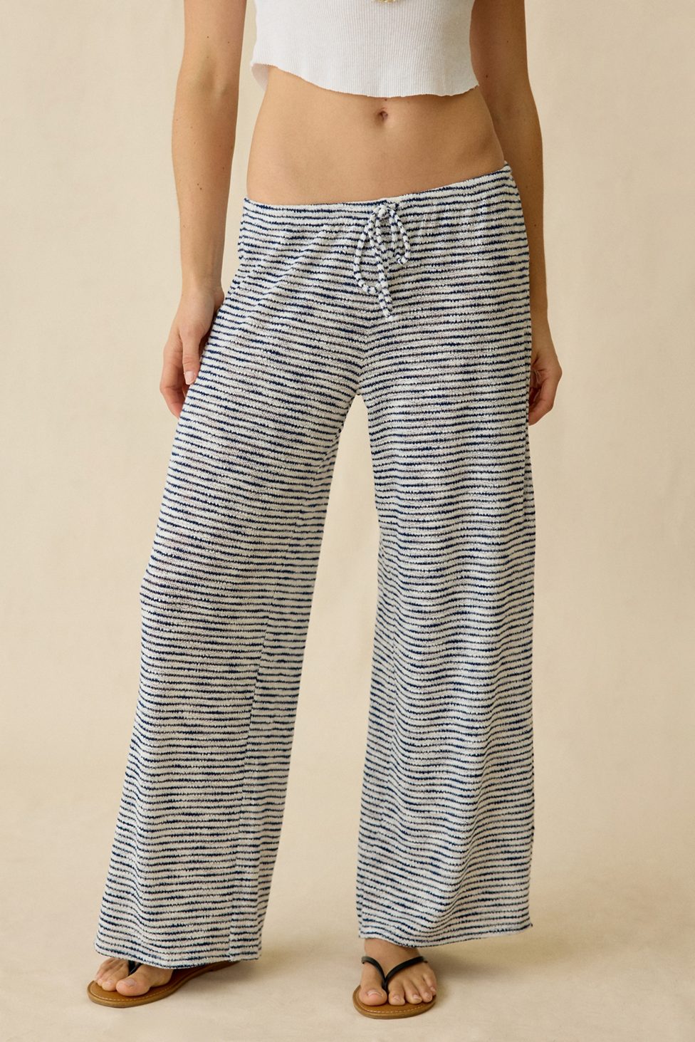 Out From Under Bella Semi-Sheer Swit Beach Pants - Navy Stripe