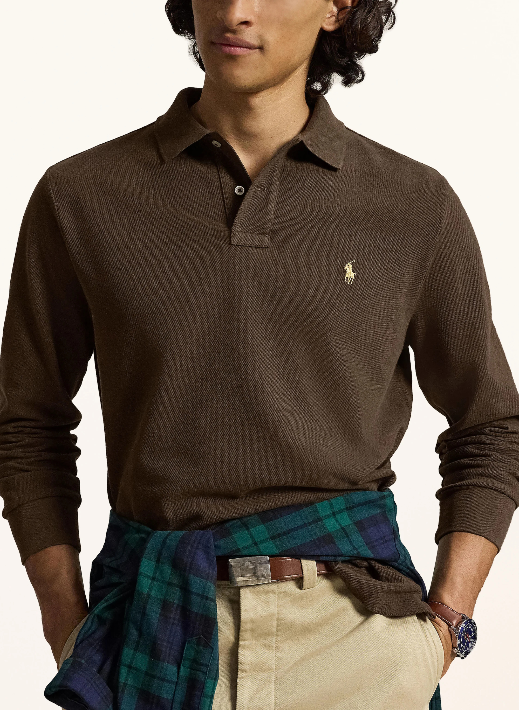 POLO RALPH LAUREN Piqué-Poloshirt Custom Slim Fit – DUNKELBRAUN (1)