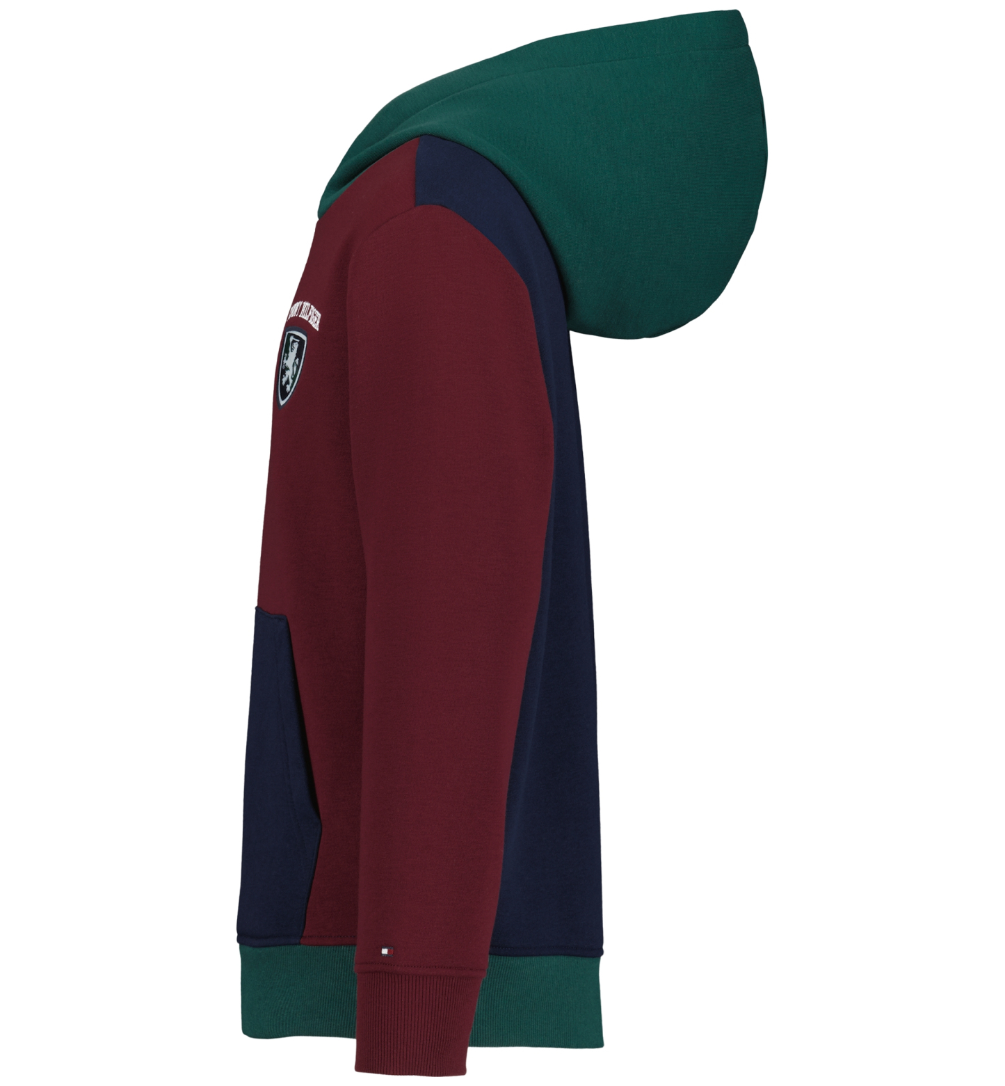 Tommy Hilfiger Boys' 8-20 Griffin Badge Colorblock Kangaroo Pocket Pullover Hoodie - June Bug