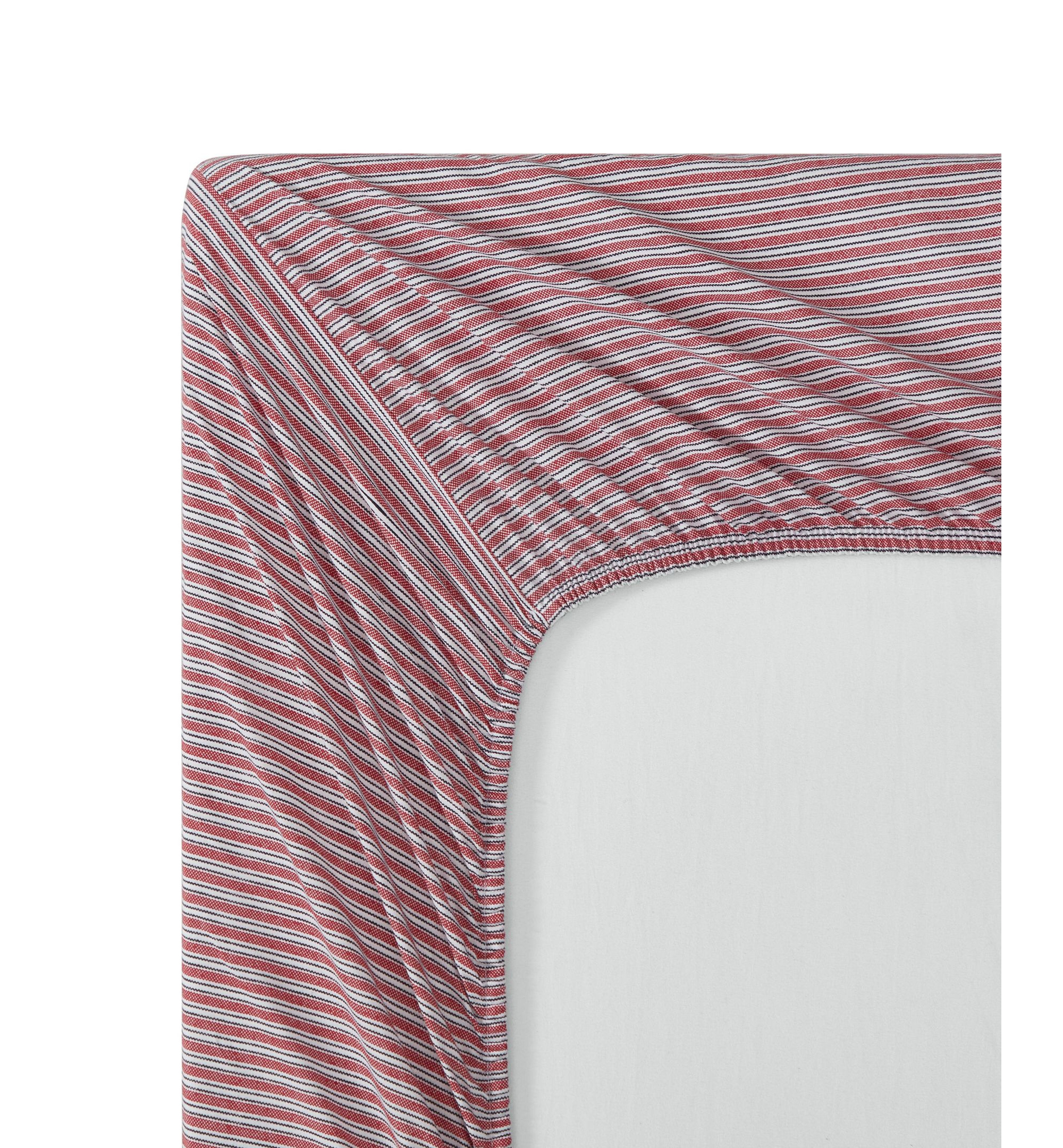 Tommy Hilfiger Essentials Solid Cotton Percale Fitted Sheets - Red, Dark Blue