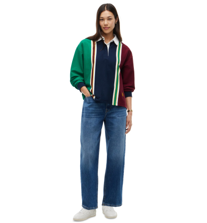 Tommy Hilfiger Women's American Icons Rugby Long-Sleeve Striped Polo Sweater, Macy's Exclusive - Nouveau Green