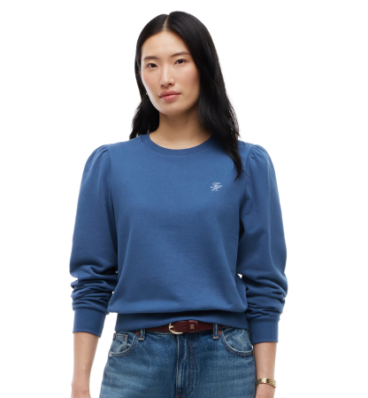 Tommy Hilfiger Women's Puff-Sleeve Script Sweatshirt - Aegean Sea