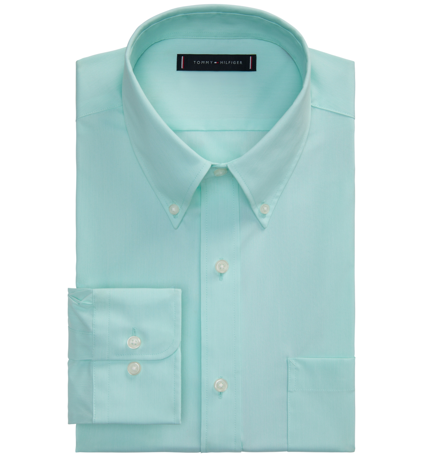 Tommy Hilfiger Men's Regular Fit Wrinkle Resistant Stretch Dress Shirt - Jade