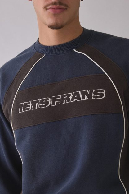 iets frans… Logo Paneled Crew Neck Sweatshirt - Navy