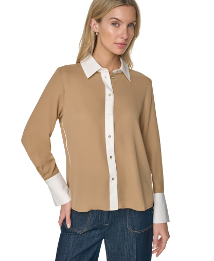 Tommy Hilfiger Women's Slim-Fit Button-Up Top - Tigr Eye/i