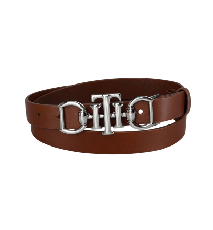 Tommy Hilfiger Women's Skinny Double Ended Horsebit Buckle Dress Casual Belt - Cognac