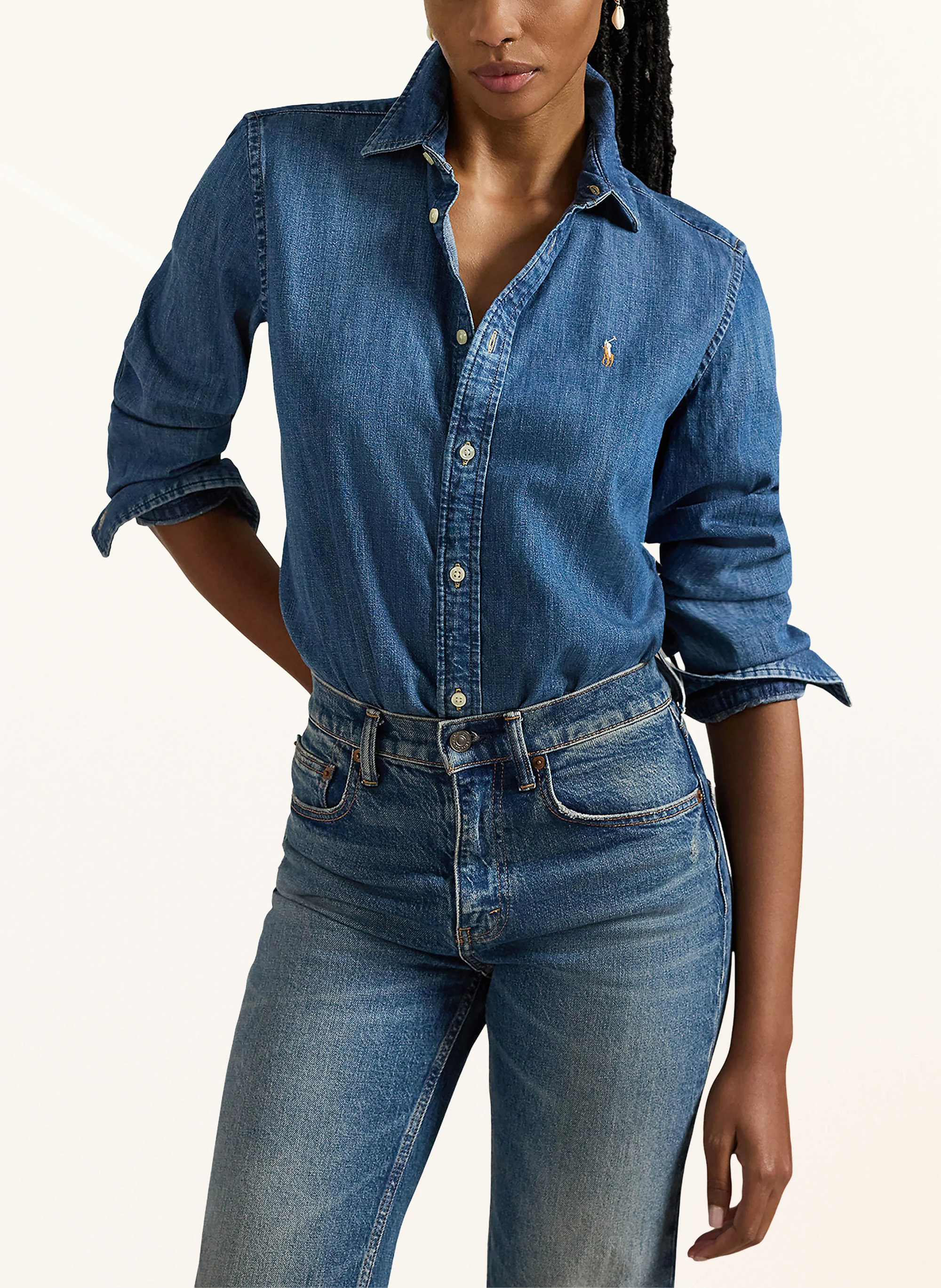 POLO RALPH LAUREN Hemdbluse in Jeansoptik – BLAU
