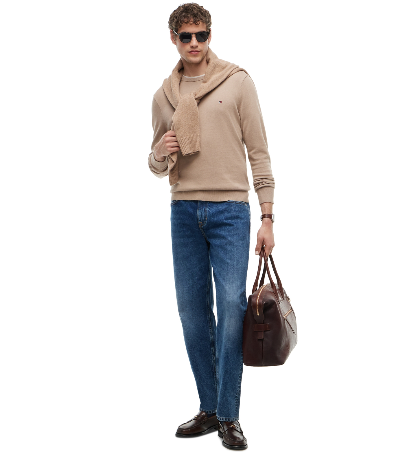 Tommy Hilfiger Men's Essential Cotton Crewneck Sweater - Safari Canvas
