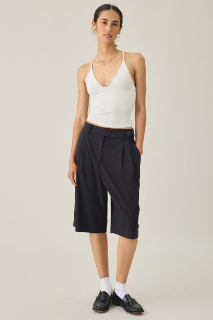 BDG Hold Me Tight Ribbed Racerback Cropped Cami - White