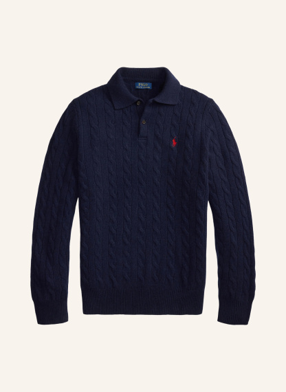 POLO RALPH LAUREN Strick-Poloshirt – DUNKELBLAU