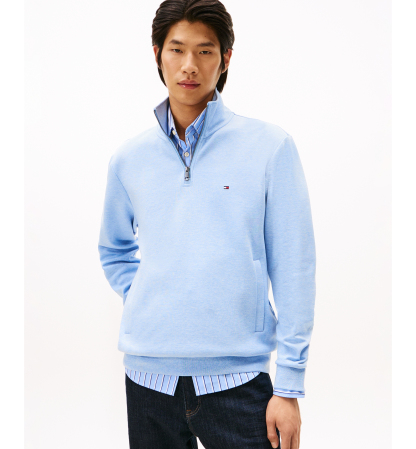 Tommy Hilfiger Men's Essential Intechno Knit Regular-Fit Quarter-Zip Sweatshirt - Vessel Blue Heather