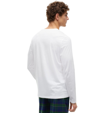 Tommy Hilfiger Men's Core Flag Long-Sleeve Crewneck Cotton Pajama T-Shirt - White