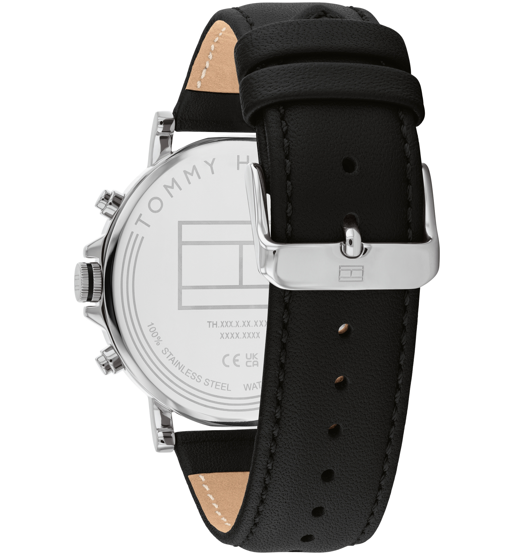 Tommy Hilfiger Men's Multifunction Black Leather Watch 43mm - Black