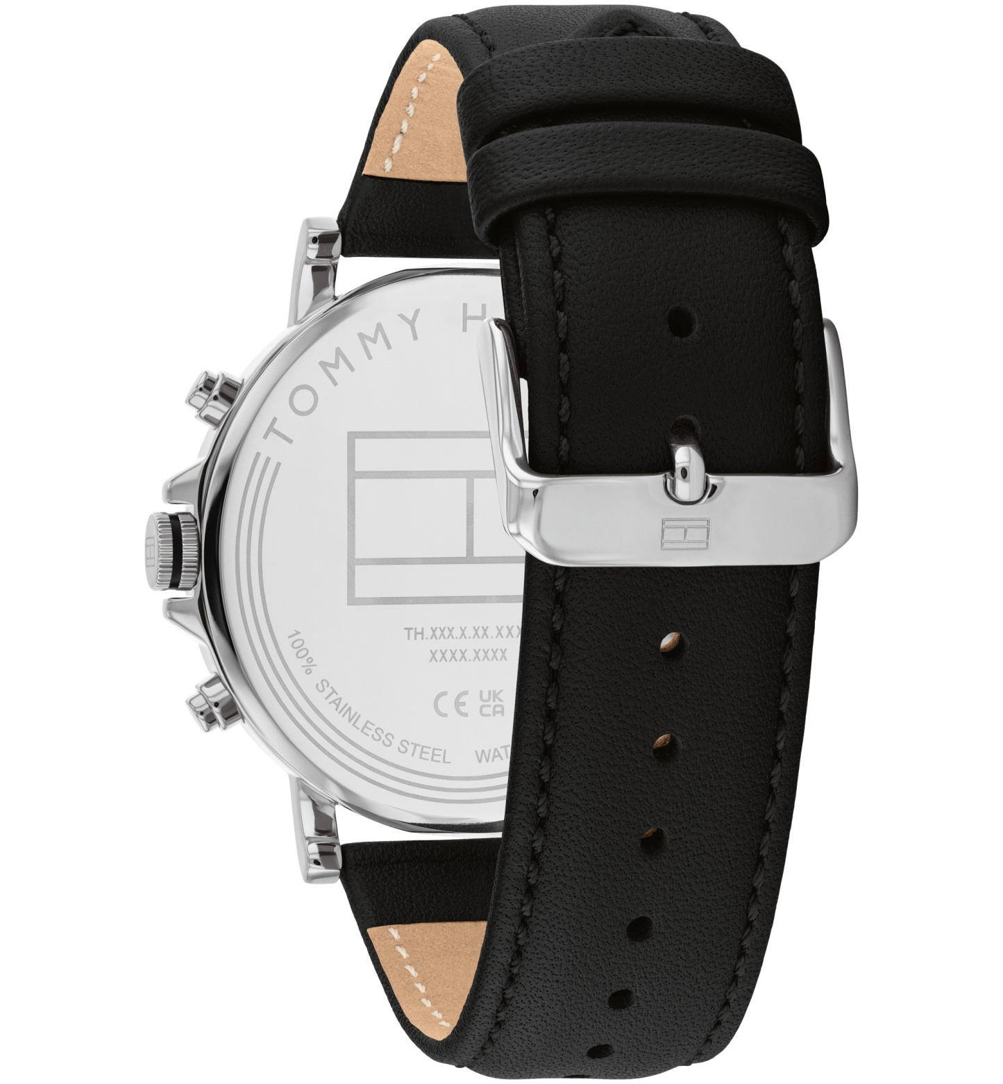 Tommy Hilfiger Men's Multifunction Black Leather Watch 43mm - Black
