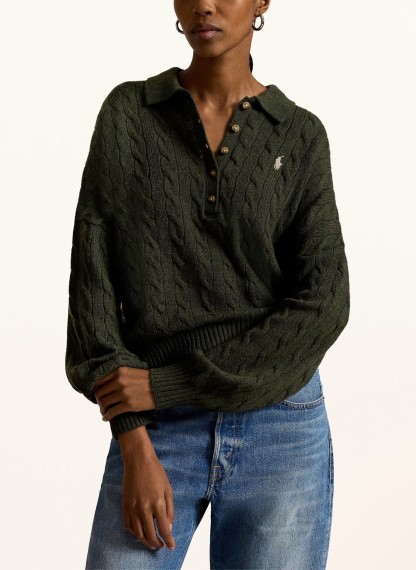 POLO RALPH LAUREN Strick-Poloshirt – DUNKELGRÜN