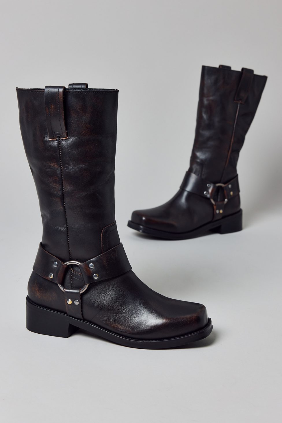 UO Moto Harness Boots - Black Distressed